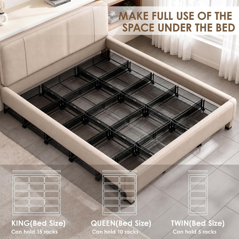 VECELO Under Bed Storage Containers with Wheels, Foldable Shoe Organizer Draw...
