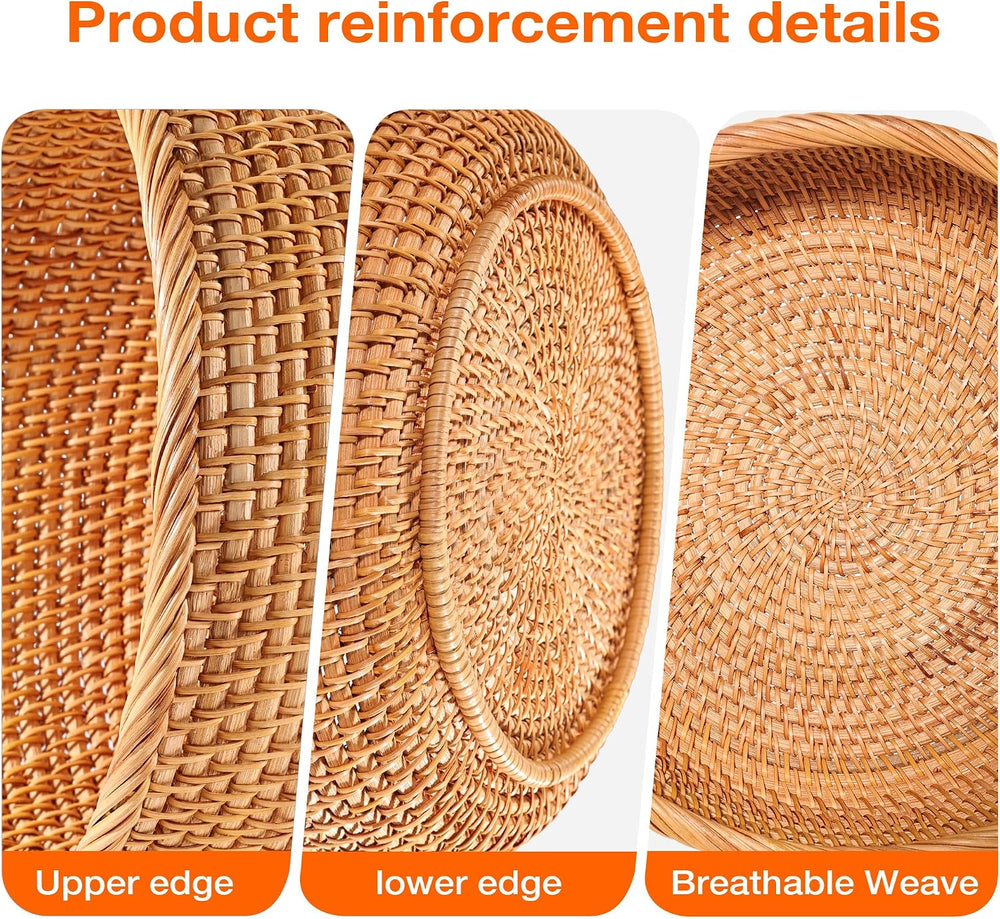 Rattan Bread Basket Set 3, Handwoven Serving Bowls