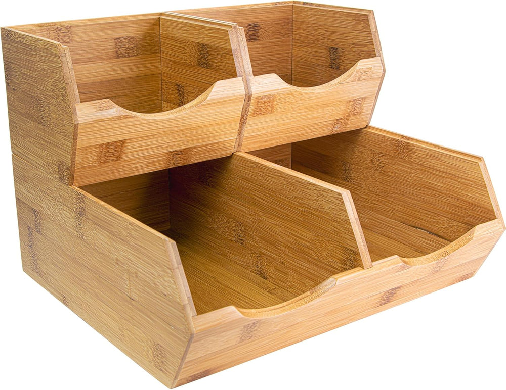 HOMESTEAD Bamboo Pantry Storage Bins – Stackable Potato & Onion Storage B...