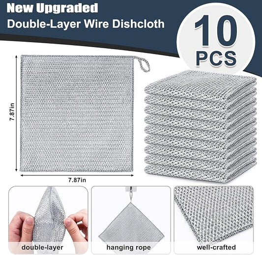Navona 10 Pcs New Upgrade Steel Wire Dishcloth, Double-Layer Steel Wire - Image 2