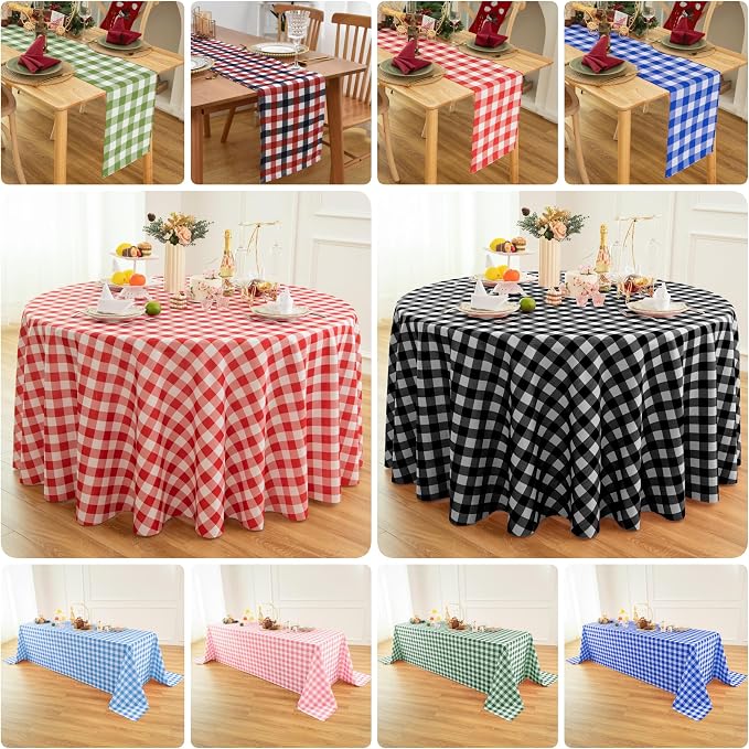 Waterproof Checkered Tablecloth Runner Fabric - Image 9