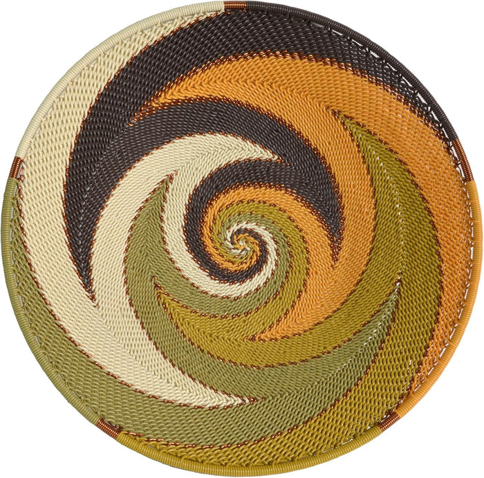 Fair Trade Zulu Telephone Wire 8-inch Platter Basket, African Earth