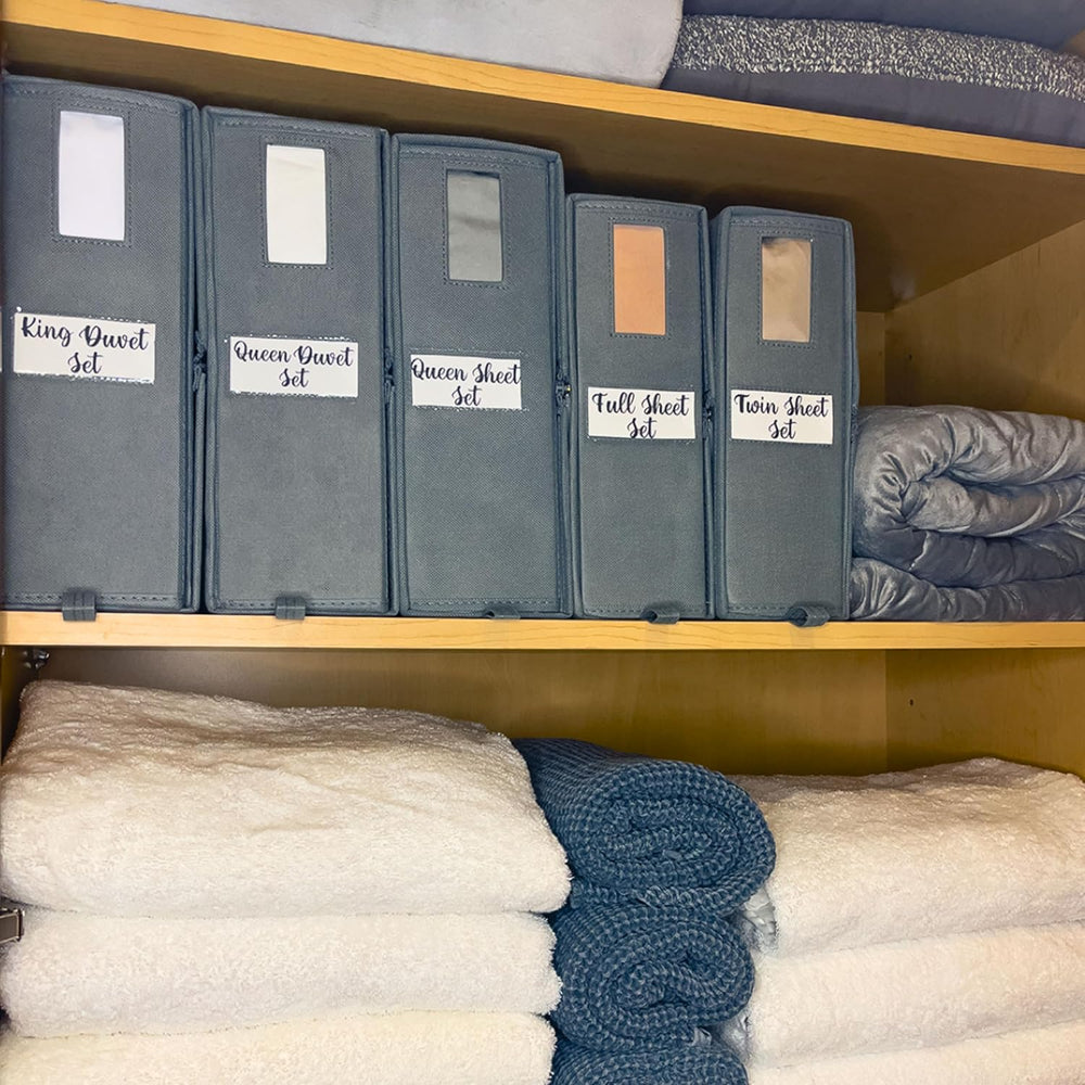 LINENMATE The Original Linen Storage Container, 2-Pack (Twin/Full Size, Grey)