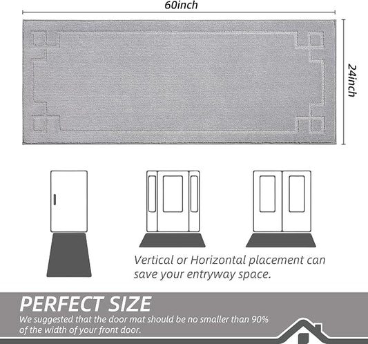 BEQHAUSE Door Mat 24" x 60", Non-Slip Door Mats Indoor Entryway Rugs Washable - Image 2