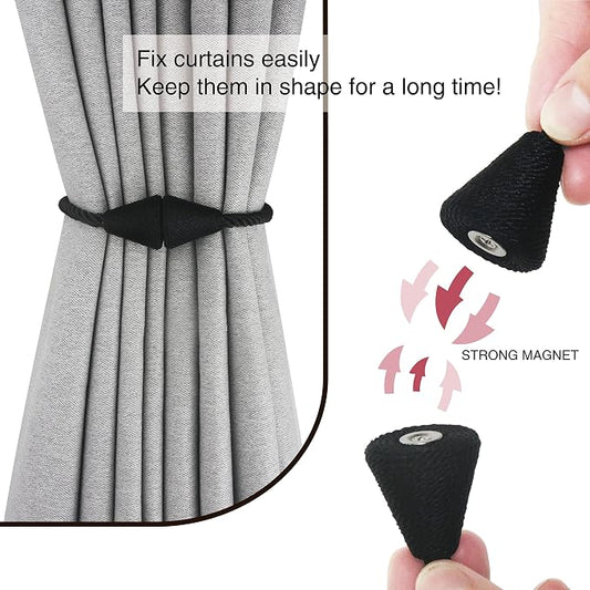 4 Pack Magnetic Curtain Tiebacks Rope Modern Handmade Curtain Tie Backs - Image 2