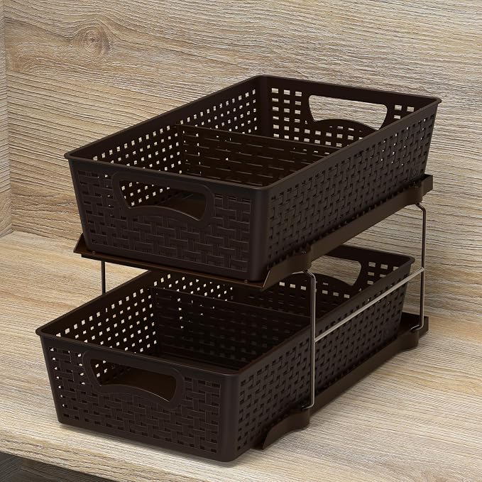 Simple Houseware 2 Tier Bathroom Organizer Tray Pull-Out Sliding - Image 8