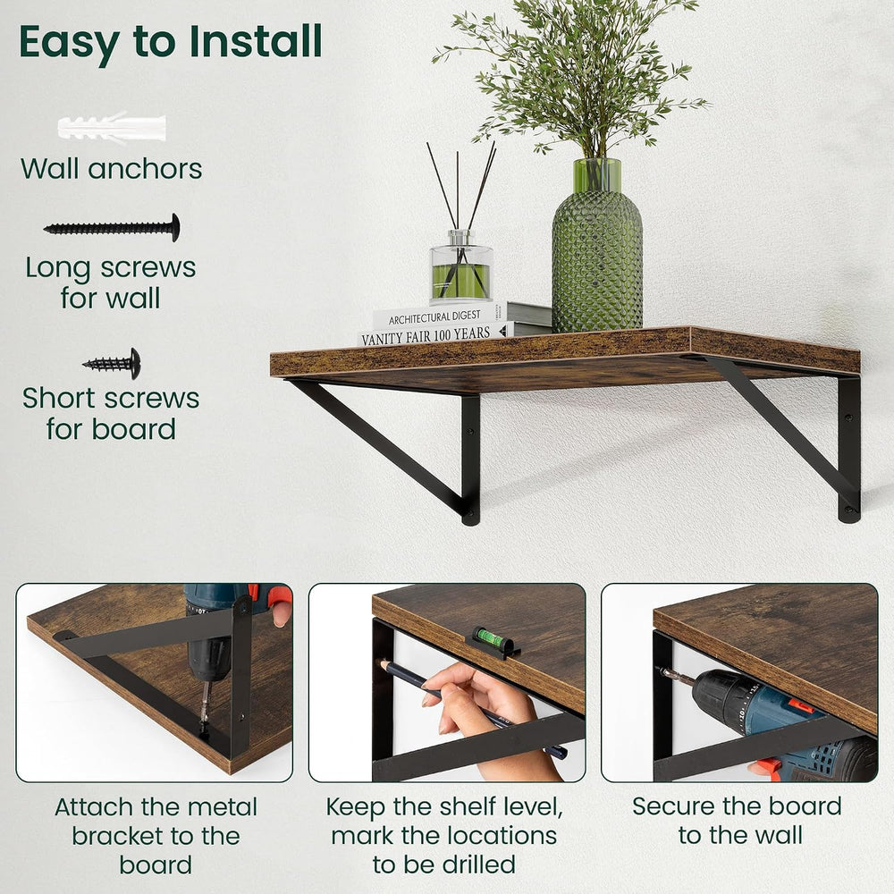Floating Shelves 12 Inch Deep, 36W x 12D Wall Shelf Set of 2, 60 lbs Heavy Du...