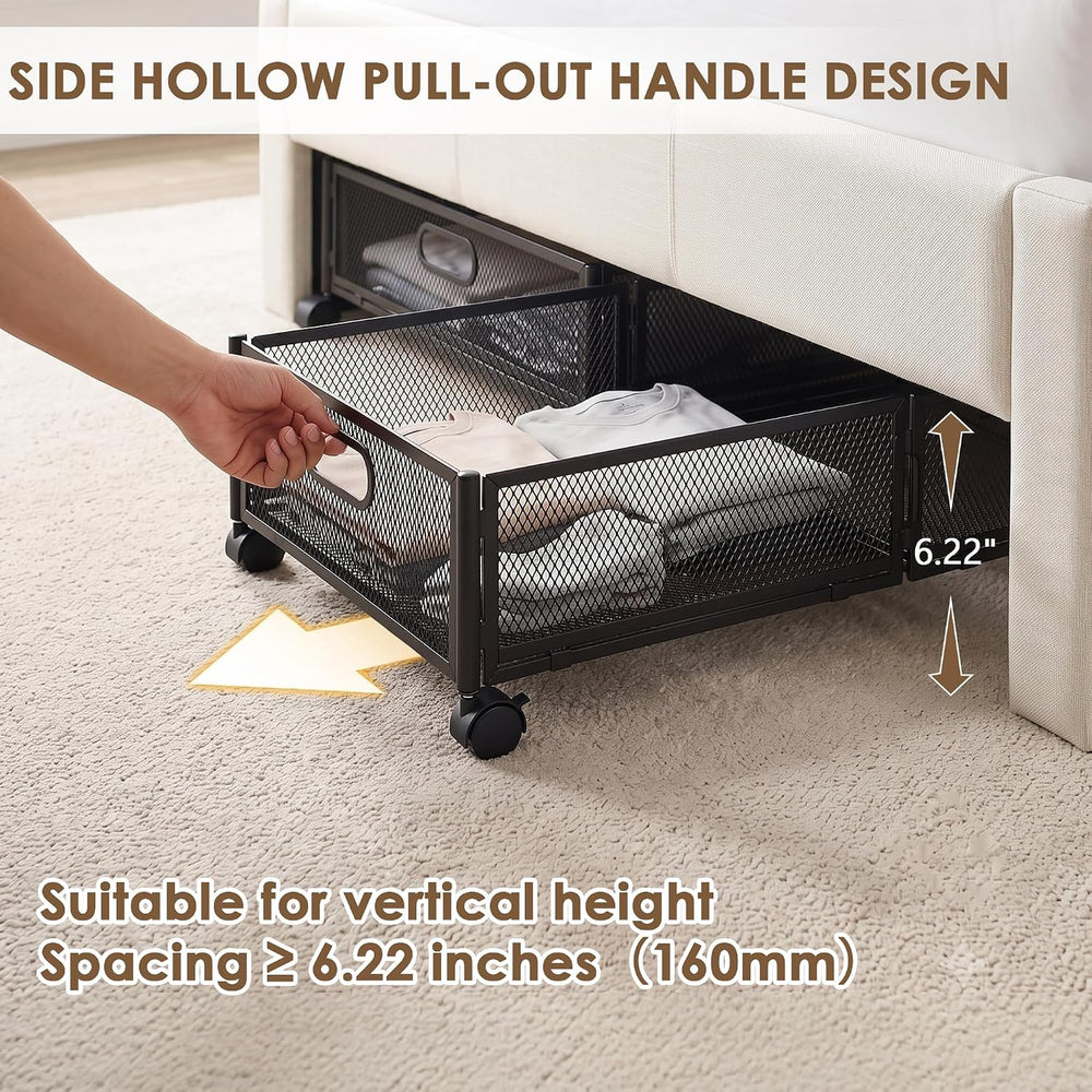 VECELO Under Bed Storage Containers with Wheels, Foldable Shoe Organizer Draw...