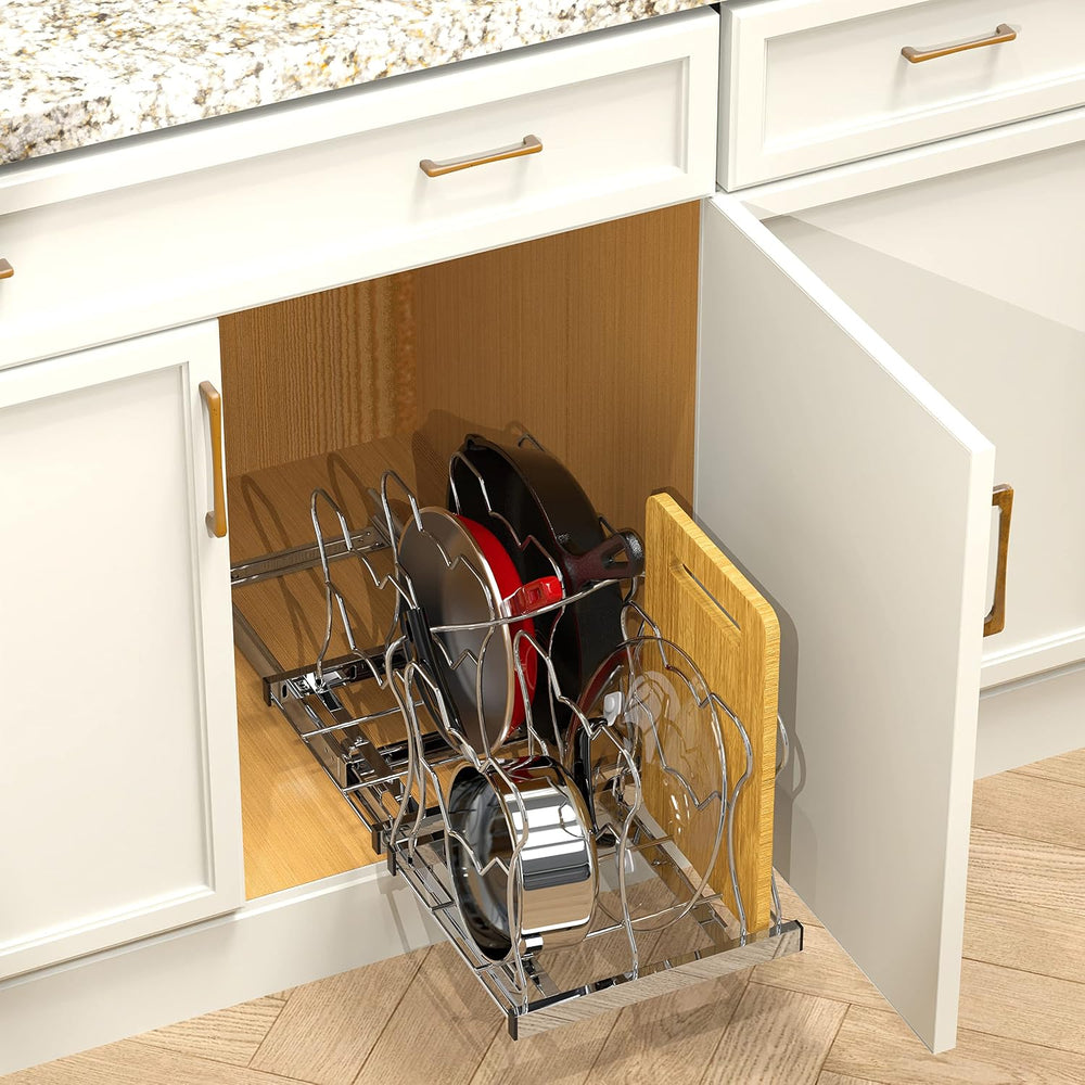 Simple Houseware Under Cabinet Pull Out Sliding Shelf Organizer, Chrome