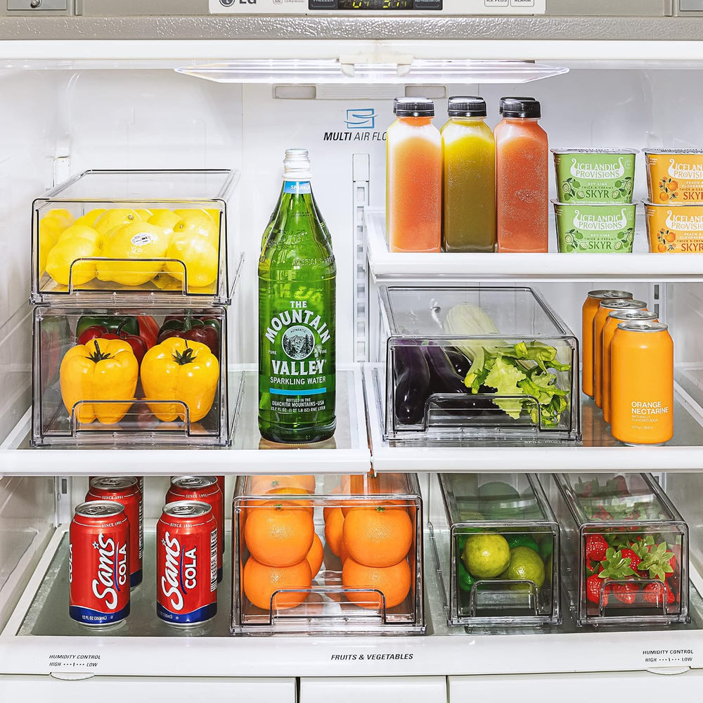 Sorbus Clear Stackable Storage Drawers for Refrigerator (Medium, 4 Pack)