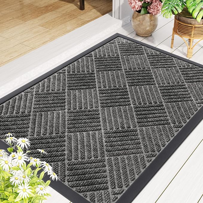 Smiry Front Door Mat Outside Entrance, Heavy Duty Outdoor Indoor Natural Rubber - Image 8