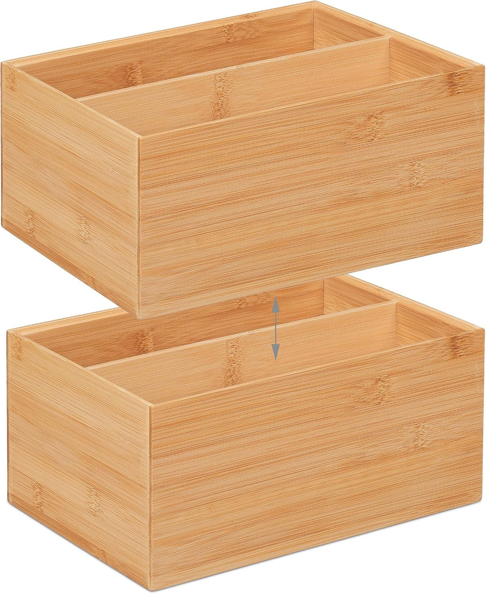 Relaxdays Storage Box, 2 Compartments, Stackable, Dimensions H x W x D: 14 x ...