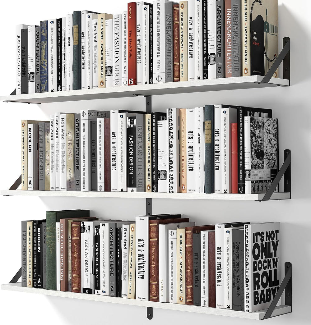 Heimlove Floating Shelves for Wall, 36 Inch Long Wood Floating Bookshelf Set ...