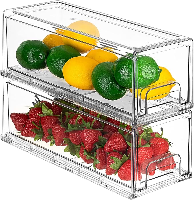 Sorbus Small Wide Clear Storage Drawers – Stackable Pull-Out Storage Bins - Image 7