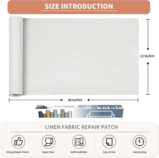 KING MOUNTAIN Fine Linen Repair Patches, Self-Adhesive Linen Fabric Patches - Image 2