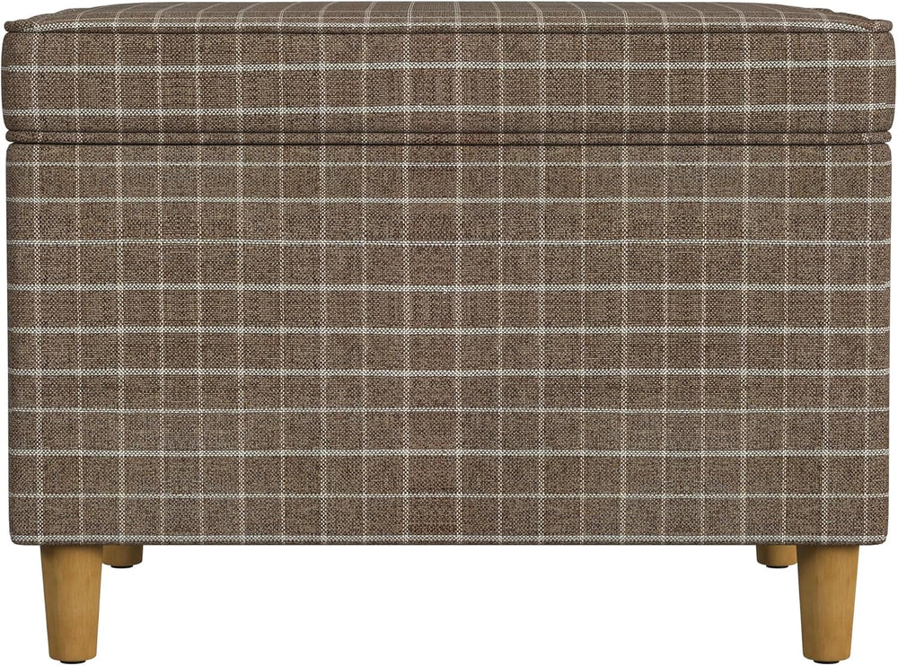 Spatial Order 24" Dinah Collection Storage Ottoman - Brown Windowpane Fa...