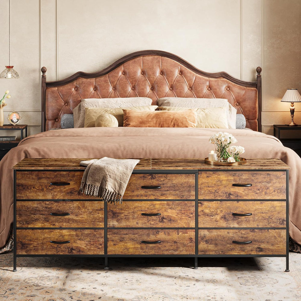Huuger 63 Inch Dresser for Bedroom, Dresser for Closet with 9 Fabric Drawers,...