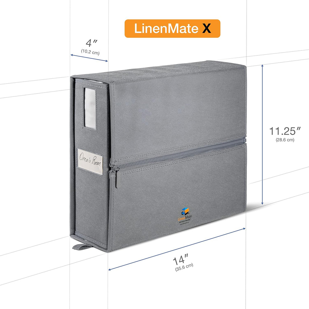 LINENMATE The Original Linen Storage Container, 2-Pack (Twin/Full Size, Grey)
