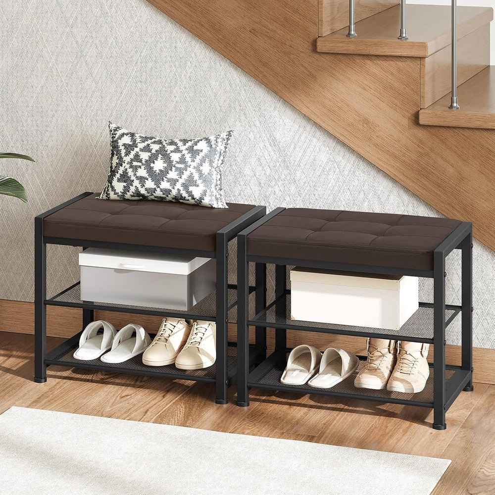 HOOBRO Small Shoe Bench, 3-Tier Shoe Rack, Shoe Storage Bench
