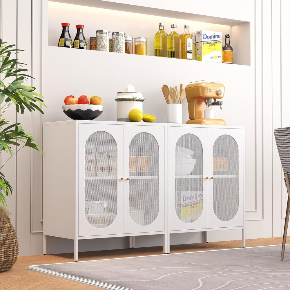 2 Door Accent Cabinet,Metal Storage Cabinet with Adjustable Shelf,Buffet Side...