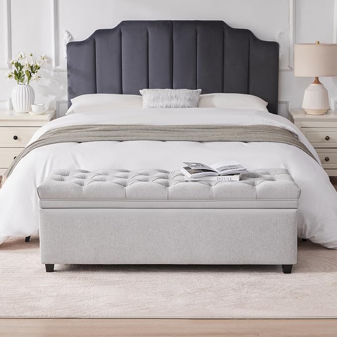 50" Storage Ottoman Bench, Tufted Ottoman - Image 8
