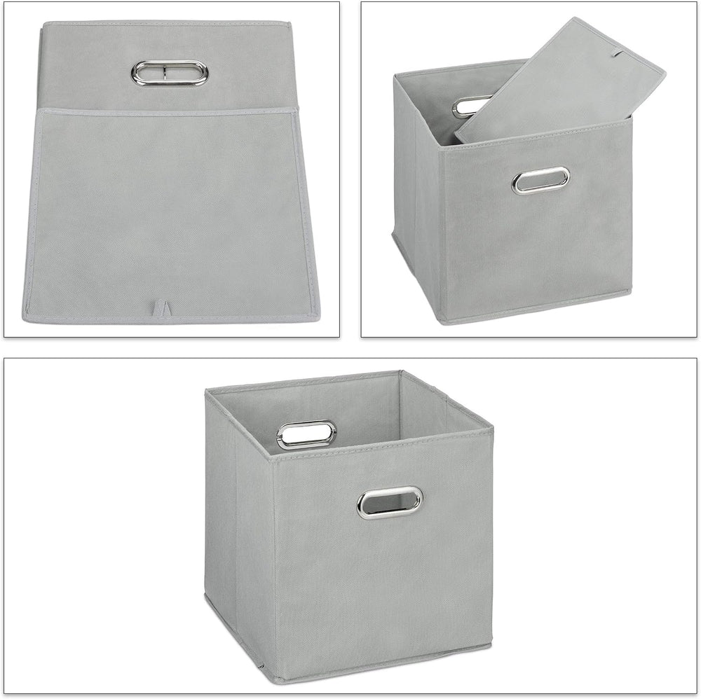Relaxdays Storage Box Set of 2, No Lids, With Handles, Folding, Square Shelf ...