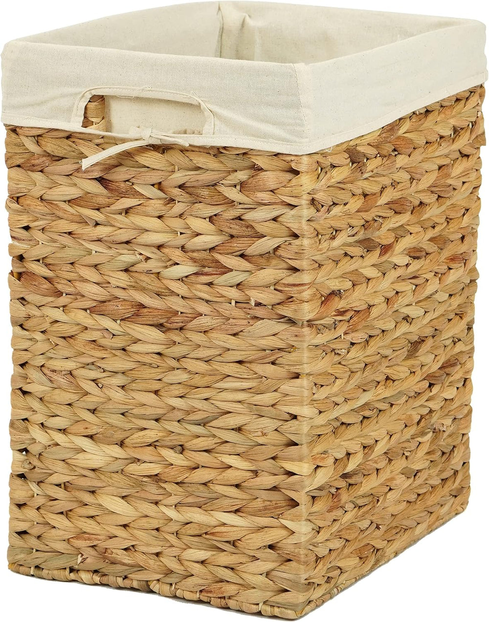 Handmade Rectangular Water Hyacinth Wicker Laundry Hamper with Lid Natural, M...