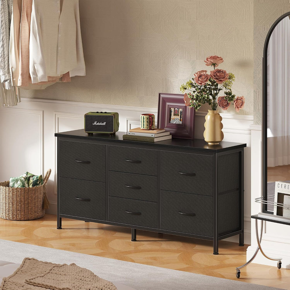 DUMOS 7 Drawer Fabric Dresser, Clothes Organizer Storage Tower for Bedroom
