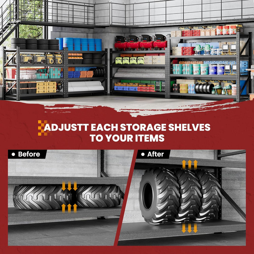 60" Wide Storage Shelves, 5000LBS Garage Shelving Heavy Duty, Standing S...