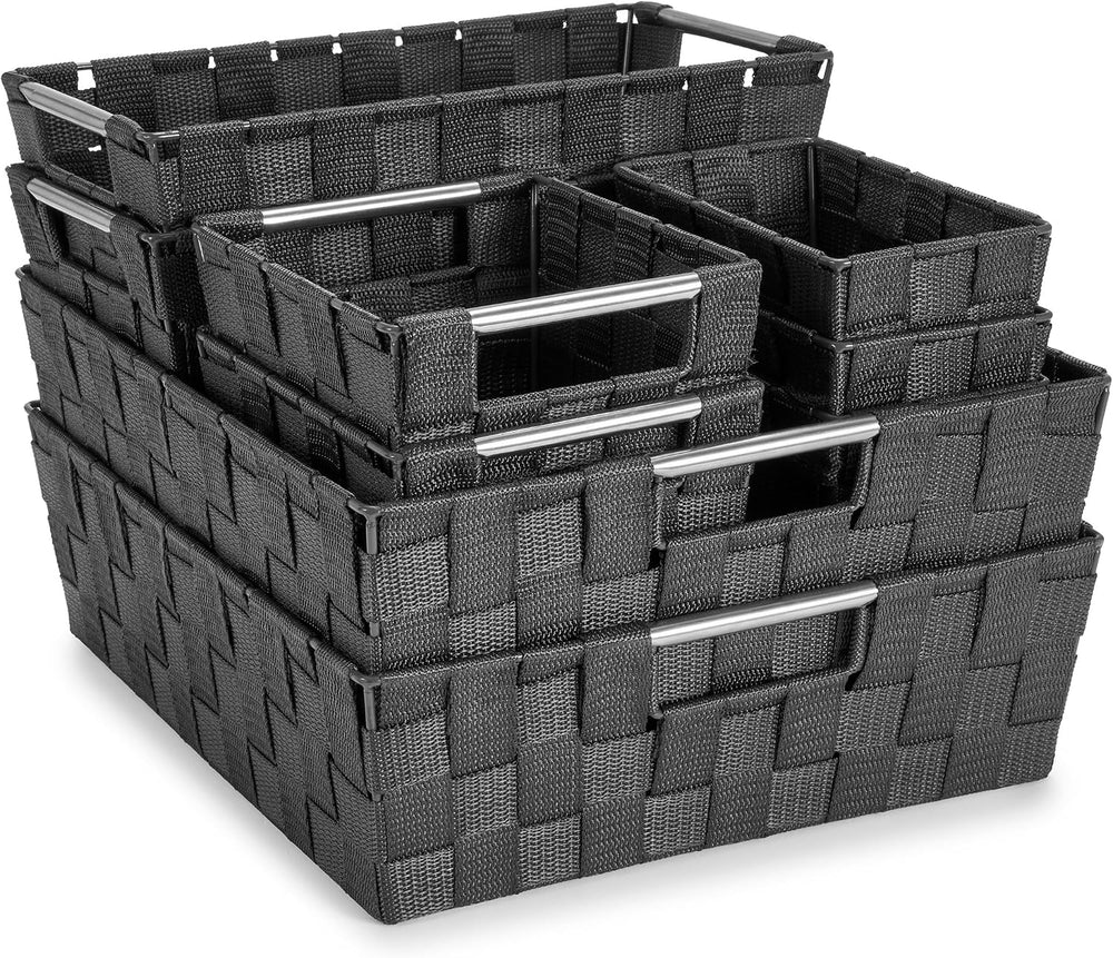 Sorbus Baskets for Organizing, Woven Storage Set (9 Piece Set, Gray)