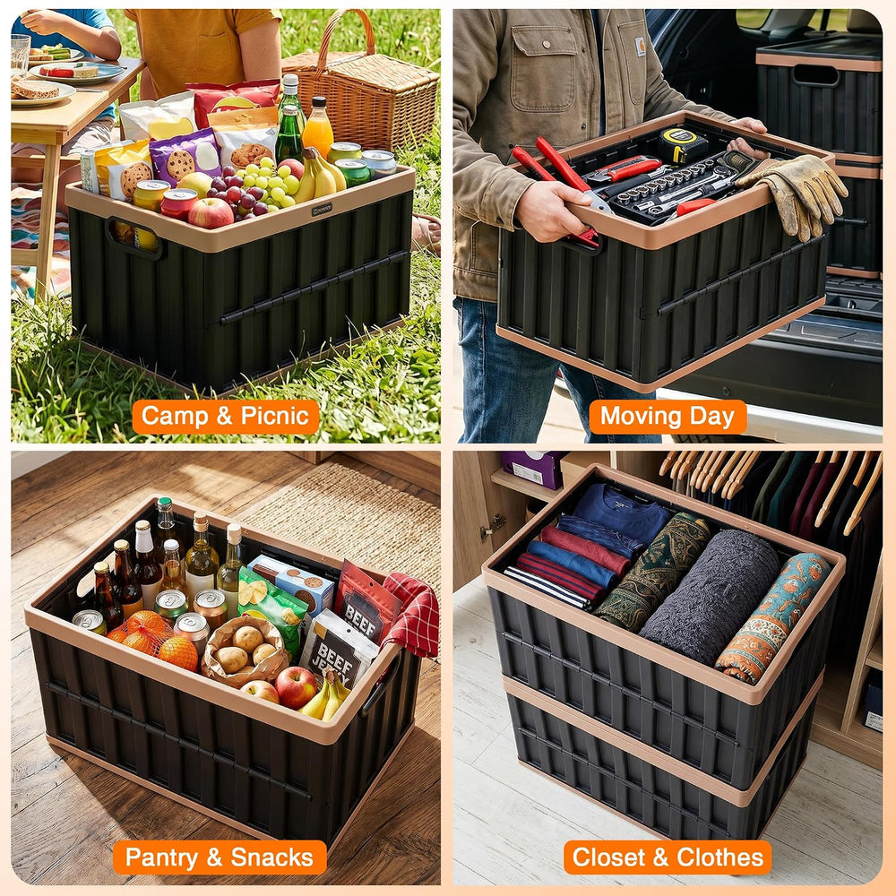 Citylife 64L Collapsible Storage Bins with Lids Plastic Storage Containers fo...