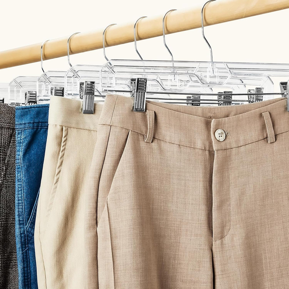 HOUSE DAY Heavy Duty Clear Pants Hangers 500 Pack, 14'' Skirt Hangers