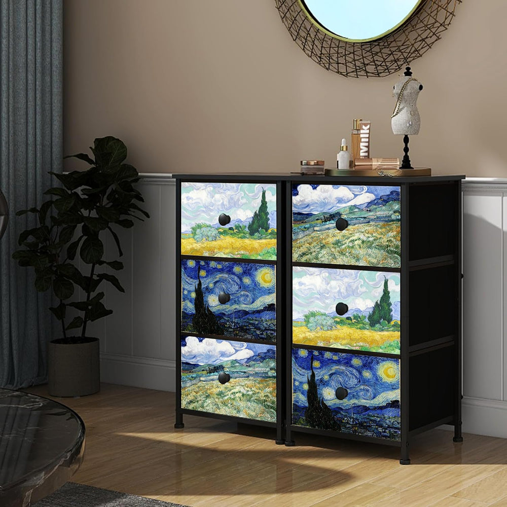 Dresser with 3 Drawers Van Gogh Drawer Dresser for Bedroom Narrow Nightstand ...