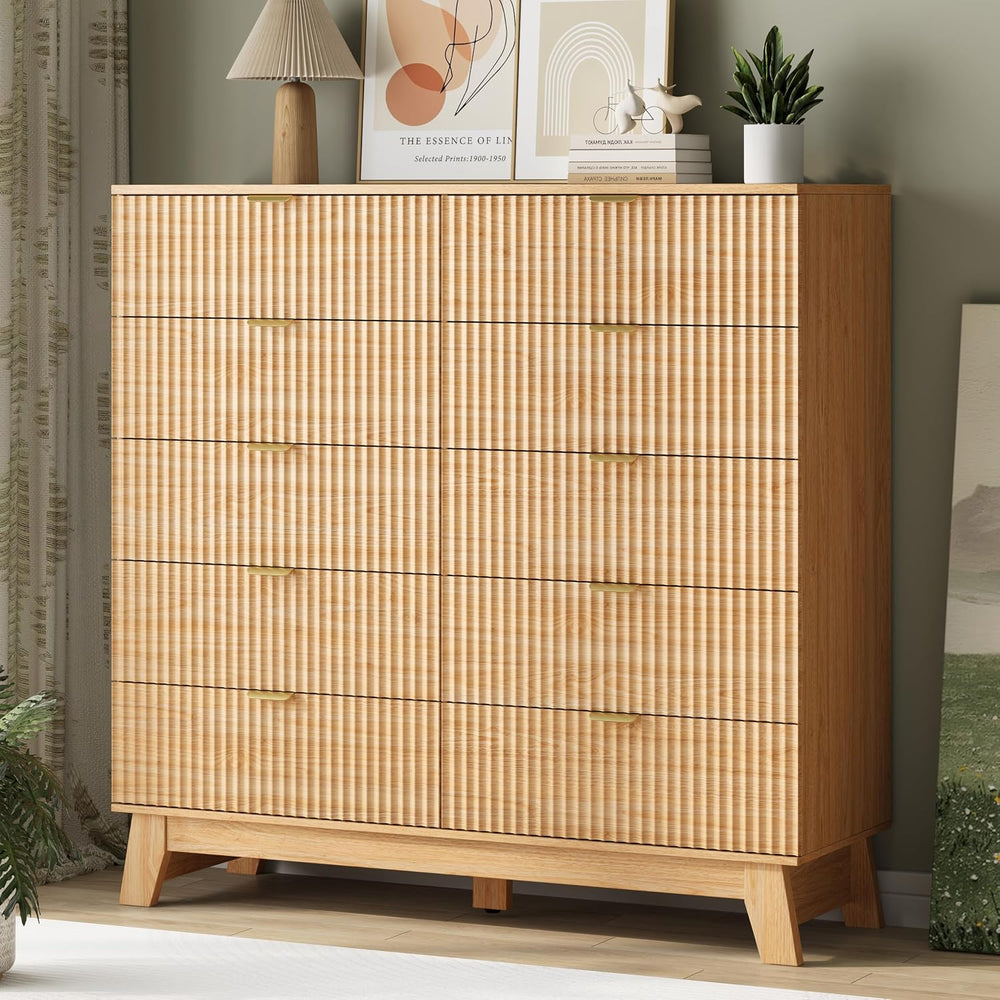 Fluted Dresser for Bedroom with 10 Drawers, 48" Wide Modern Chest of Dra...