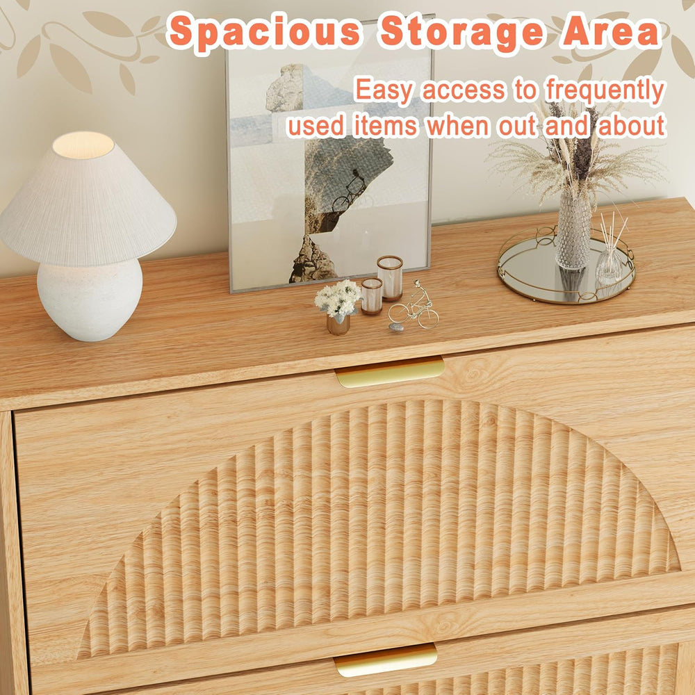Shoe Storage Cabinet with 2 Flip Drawers, Narrow Wood Shoe Organizer Cabinet ...