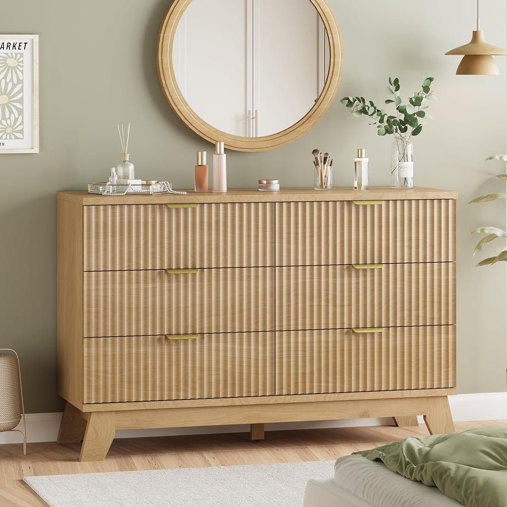 Fluted Dresser for Bedroom with 6 Drawers, 48" Wide Modern Chest of Draw...