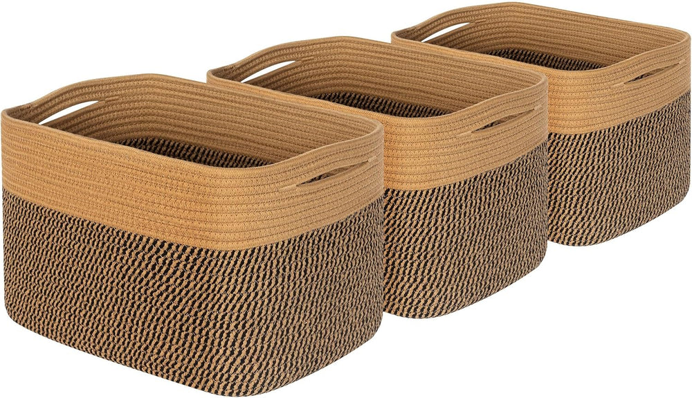 MINTWOOD Design 3-Pack Storage Baskets for Shelves, Decorative Baskets for Or...