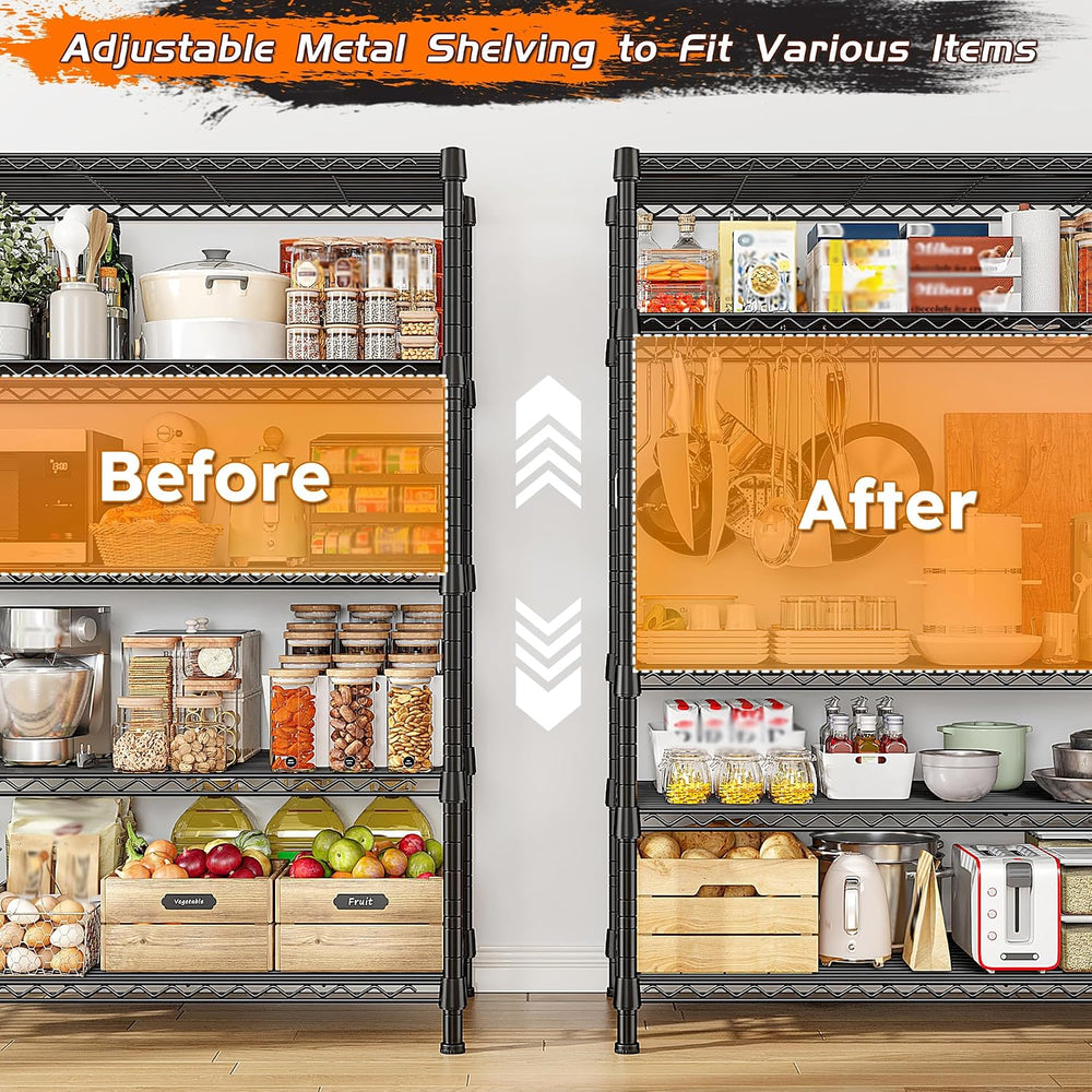 REIBII Metal Shelving, 1500LBS Heavy Duty&71" H Space Saving, for Ki...