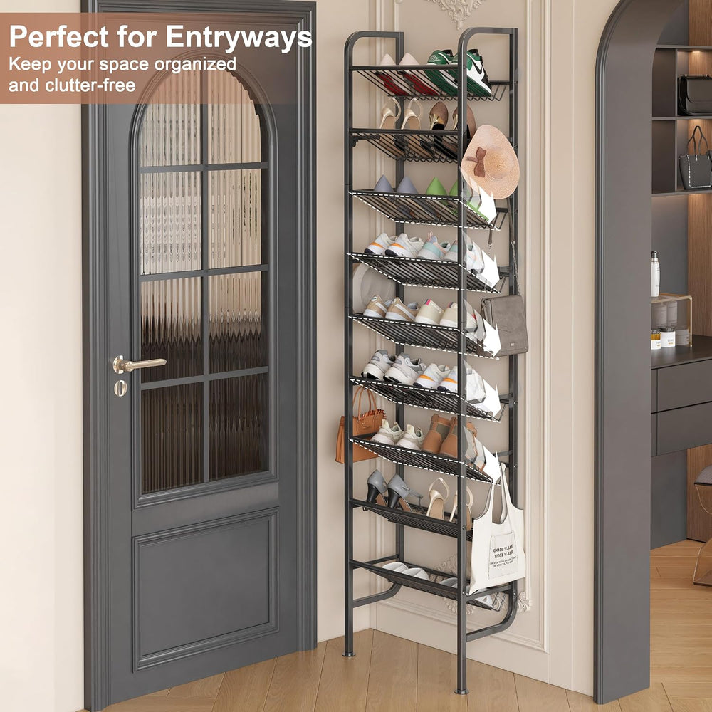 UMDONX 9-Tier Freestanding Shoe Rack – Holds 18 Pairs of Shoes