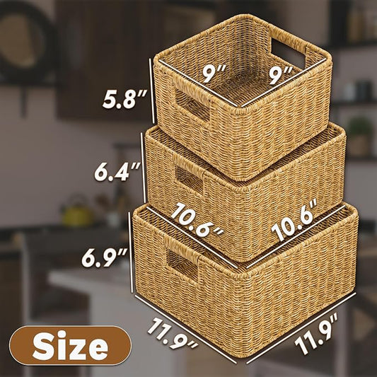myHomeBody Wicker Storage Basket, Storage Cubes, Woven Baskets - Image 2