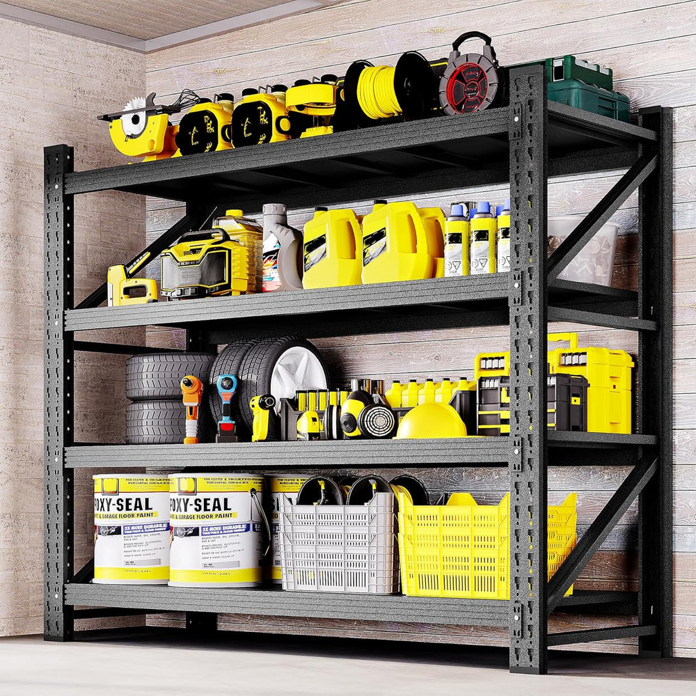 BYNSOE 48" W Storage Shelves 3000lbs Garage Metal Shelving Heavy Duty Ga...