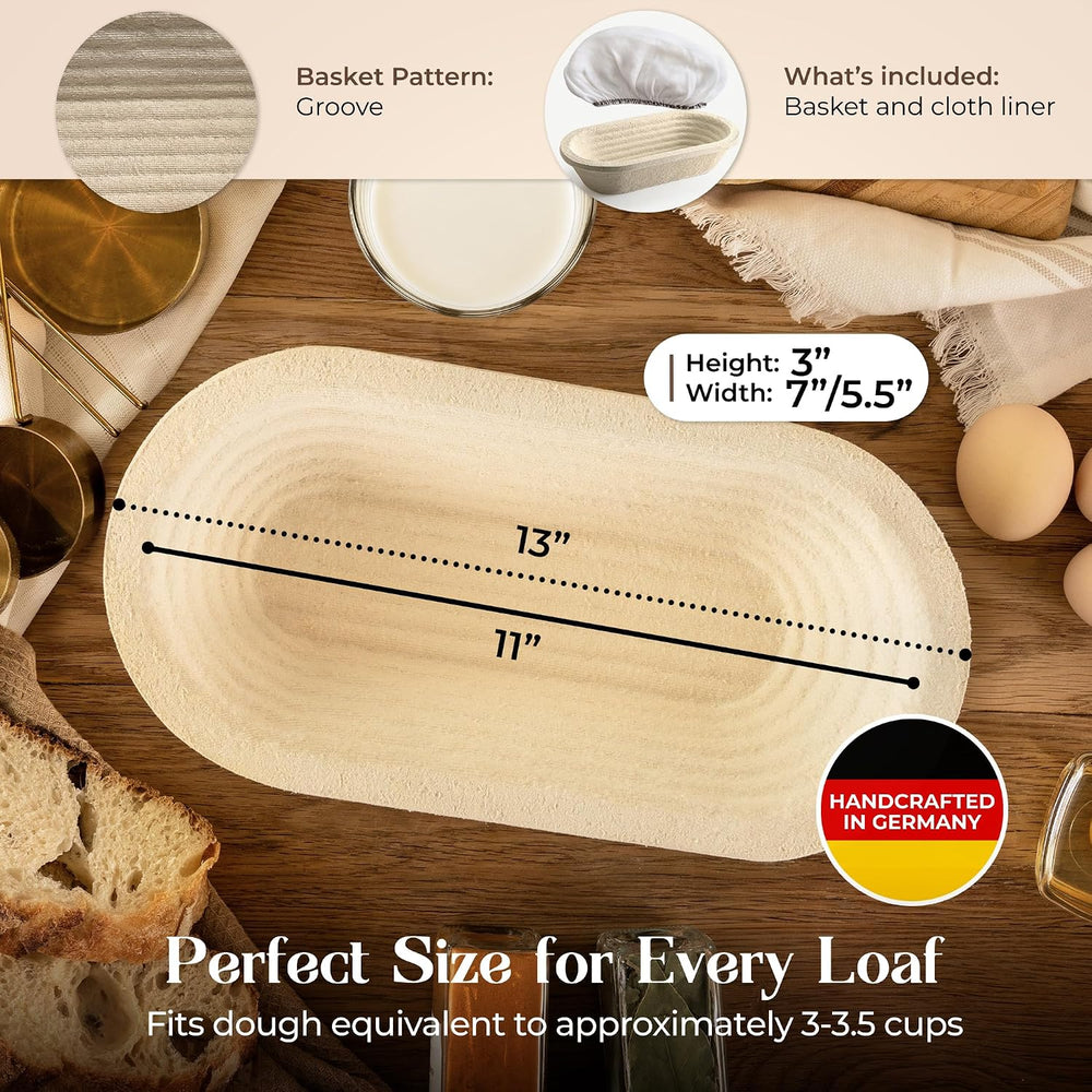 Wood Pulp Banneton Bread Proofing Basket Set – Round 2.2 LB & Oval 1.5 LB...