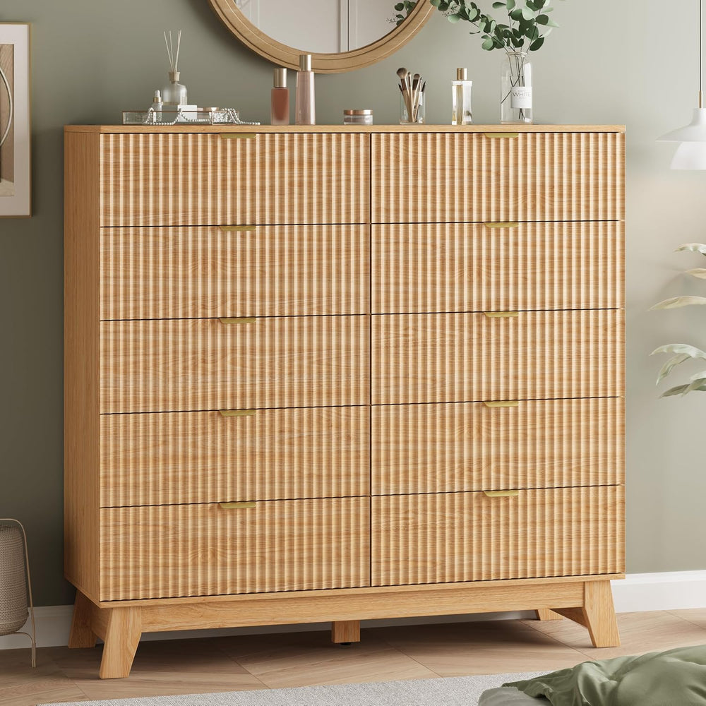 Fluted Dresser for Bedroom with 10 Drawers, 48" Wide Modern Chest of Dra...
