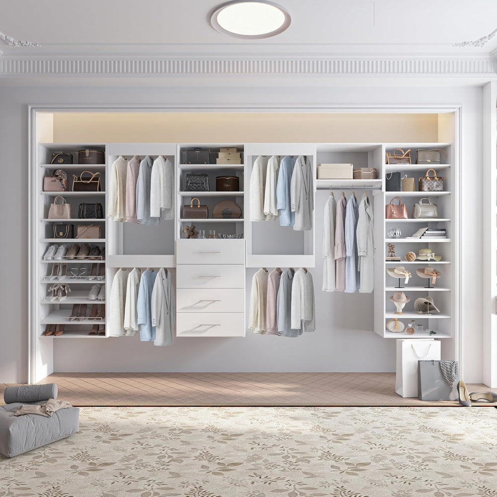 31.5" Wide Tall Hanging Modular Closet System, Wall-Mounted Closet Organ...