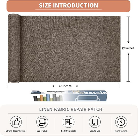 Fine Linen Repair Patches, Self-Adhesive Linen Fabric Patches, 12X40 inch Extra - Image 2