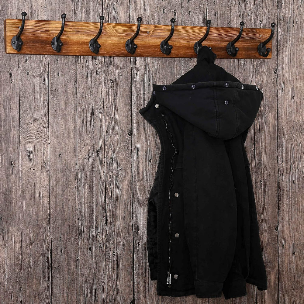 WEBI Rustic Coat Rack Wall Mount,35.43" Long 8 Cast Iron Coat Hooks Wall...