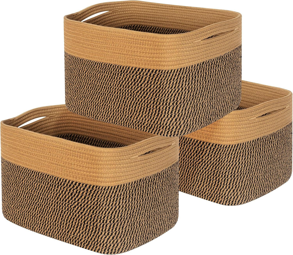 MINTWOOD Design 3-Pack Storage Baskets for Shelves, Decorative Baskets for Or...