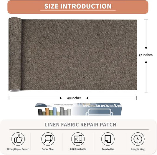 Fine Linen Fabric Patches, Self-Adhesive, Extra Large 12x40 Inch, - Image 2