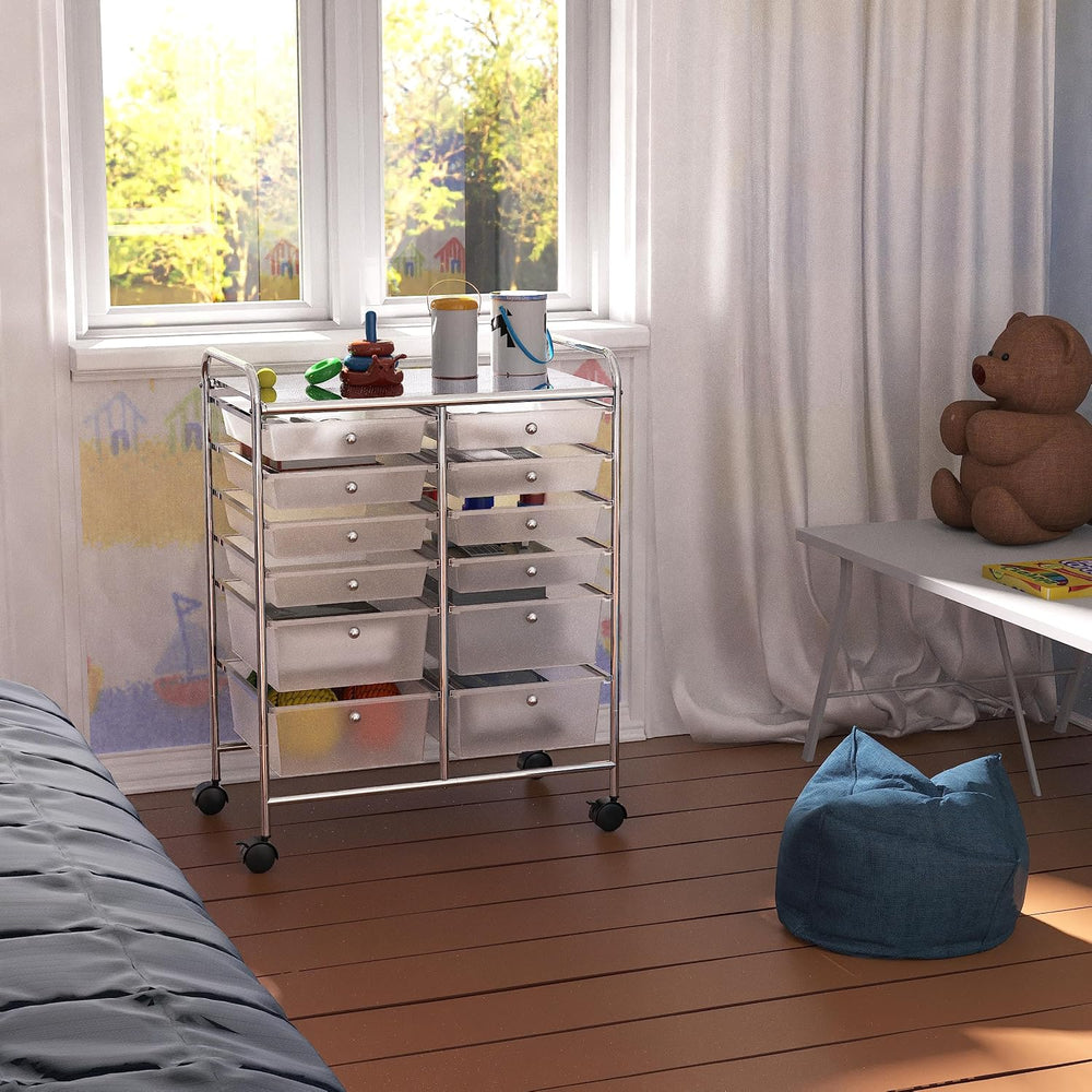 Simple Houseware 12 Drawers Rolling Utility Cart Organizer, Chrome