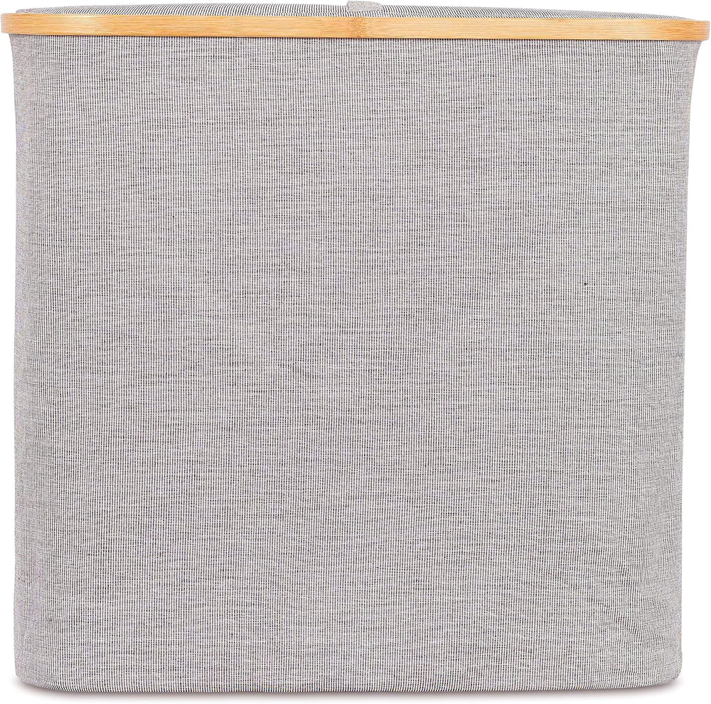 BirdRock Home Bamboo & Canvas Hamper | Single Laundry Basket with Lid | F...